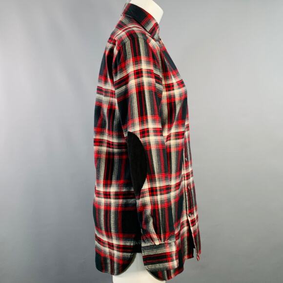 RALPH LAUREN Size XS Black Red White Cotton Plaid One Pocket Shirt - Picture 3 of 8